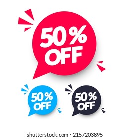 Modern Speech Bubble Set With Text 50 Percent Off