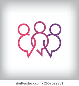 Design moderno do logotipo da equipe da bolha da fala. Conversa de público criativo e design de diálogo, identidade corporativa. vetor
