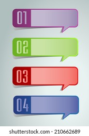 modern speech bubble text box template for website and graphic, numbers, icon.