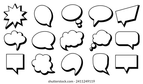 modern speech bubble thought box talk bubble set vector illustration design