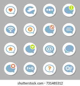 Modern speech bubbles set for web and mobile application. Chat pictograms. Vector eps10 illustration