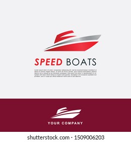 Modern speed boat logo template. Red gradient color.