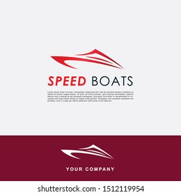 Modern speed boat logo template red gradient color