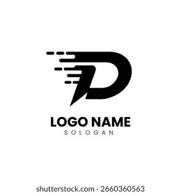Modern Speed Letter D Logo Design for Business and Technology Branding

