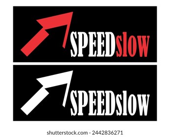 SPEEDSLOW texto moderno, icono de concepto, logotipo de producto de carreras.