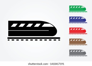 Modern speedy train on rail using many colors on white background vector illustration to mean fast delivery system