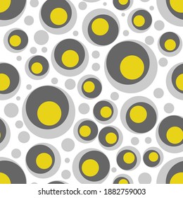 Modern Spheres Yellow and Gray Vector Seamless Pattern