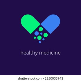 Modern spilled medicine capsule logo. Unique color transitions. Health and herbal life collection logo template. vector.