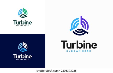 Diseño del logotipo de la torbina giratoria moderna, logotipo de la tecnología de energía eólica