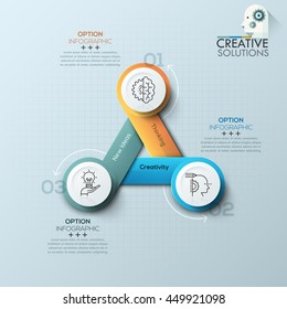 Modern spiral infographics options banner for 3 steps. Vector illustration. can be used for workflow layout, diagram, number features, web design.
