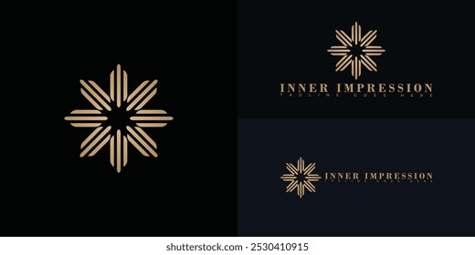 Modern spiral initial vector letter I or II logo in gold color isolated on multiple background colors. The logo is suitable for high-end salon and spa logo design inspiration templates.