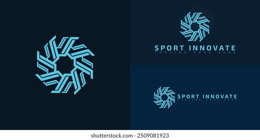 Modern spiral vector initial letter SI or IS in blue isolated on multiple background colors. The logo is suitable for sports apparel brand technology research logo design inspiration templates.