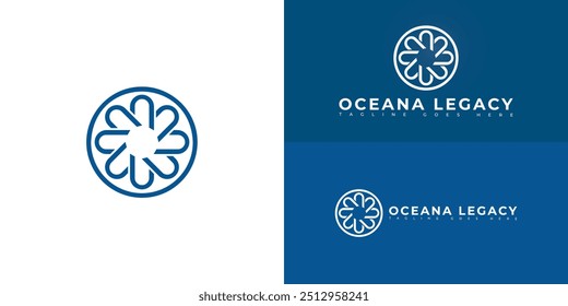 Moderno vetor espiral letra inicial OL ou logotipo LO na cor azul isolado em várias cores de fundo. O logotipo é adequado para pesquisa marinha e inovação logotipo design inspiração modelos.