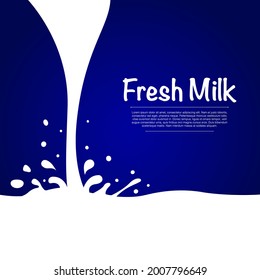 Modern splash milk wave vector on dark blue gradient background. Vector illustration. EPS 10