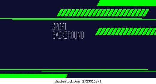 Fondo deportivo moderno con líneas verdes de neón dinámico sobre un fondo azul marino oscuro.