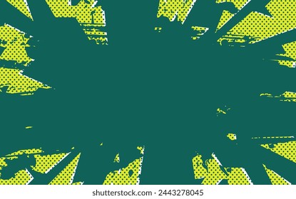  fondo deportivo moderno color amarillo y verde, con textura de semitono y salpicadura e ilustración vectorial de espacio vacío