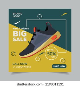 Modern sport fashion shoes brand product social media post and banner design template.