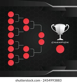 Modern sport game layout tournament championship square size contest stage bracket board vector with gold champion trophy prize icon illustration background