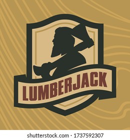Modern sport logo template with image of the lumberjack with axe in his hands. Mascot.
