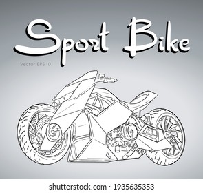Modern sport motorcycle. Sketch style vector illustration