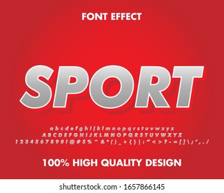 Moderner Sport Text-Effekt mit 3D-Stil, extrudiert und hervorgehoben. für den Titel des Sportfernsehens, den Titel des Fußballs und die Verwendung von Aufklebern. Vollständiges Alphabet, Nummer und Symbol. Premium-Vektorillustration