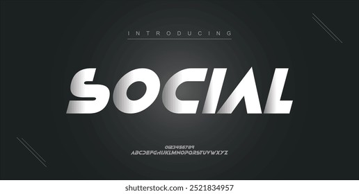 Moderno esporte tipografia fontes tecnologia, digital, logotipo do filme. Alfabeto Silver Metal Normal Font. ilustração vetorial