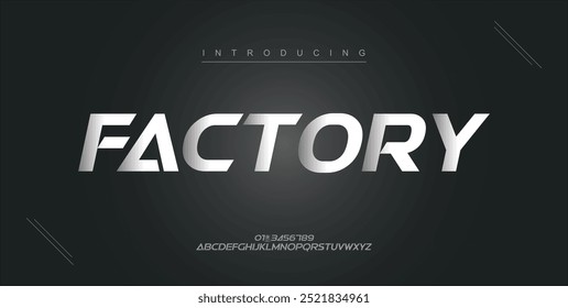 Modern sport typography fonts technology, digital, movie logo. Alphabet Silver Metal Regular Font. vector illustration