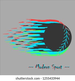 Modern sport vector illustration with softball design and glitch effect.