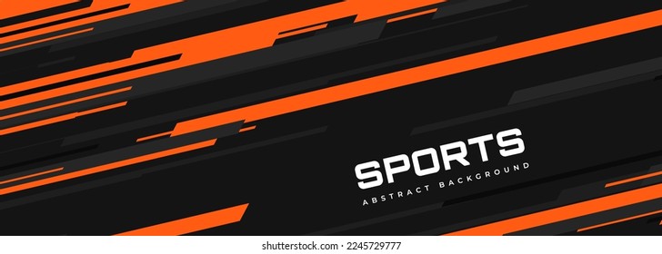 Diseño de banner deportivo moderno con líneas diagonales en naranja y gris. Resumen de antecedentes deportivos. Ilustración del vector