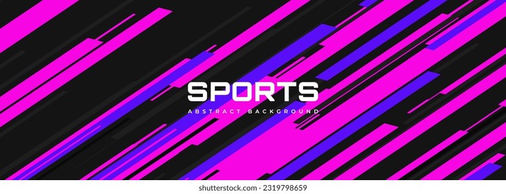 Modern sports banner design with diagonal black, pink and blue lines. Abstract sports background. Vector illustration