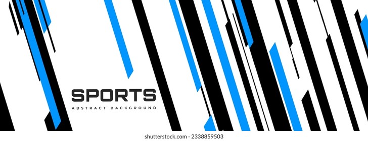 Modern sports banner with diagonal blue and black lines. Vector illustration