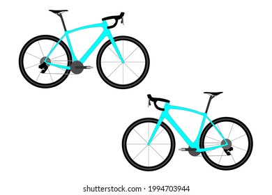 A modern sports bike, city bike or gravel bike. A multi-speed bike for adults. Vector flat illustration isolated on white. Bikepacking.
