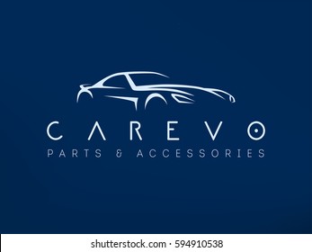 Modern sports car logo. Racing Supercar silhouette. Simple line car vector illustration.