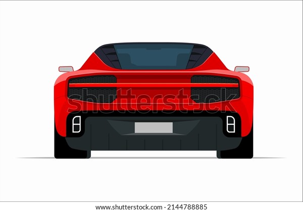 Modern sports car. Rear view of a 2-door
sports coupe isolated on white background. Vector supercar icon for
road and transportation
illustrations.