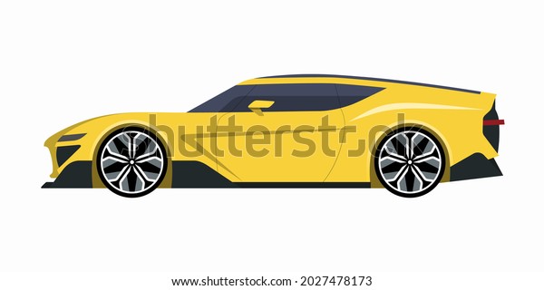 Modern sports\
car. Side view of a 2-door coupe. Vector car icon for road traffic\
and transportation\
illustrations.