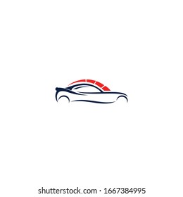 Modern sports car vector logo design. Sports car and car racing logo design template.