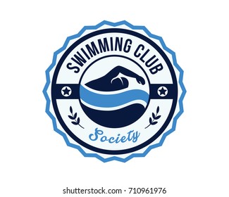 Modern Sports Club Badge Logo - Swimming