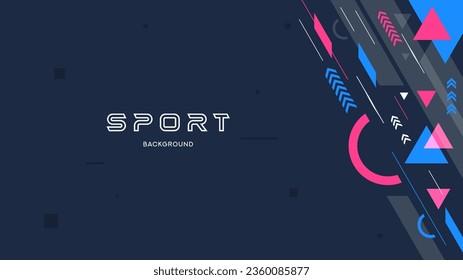 A modern sports concept background with a fierce and dynamic style. blue and pink colors shine. a combination of abstract shapes and lines. National Sports Day celebration banner