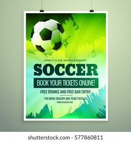 Modern Sports Flyer Design With Football In Green Theme