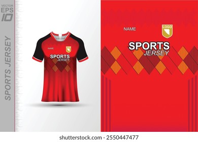 Modern sports jersey design with dynamic colors and geometric patterns, perfect for soccer, cycling, or activewear. A sleek and energetic look ideal for teams or personal sports apparel