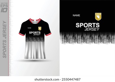 Modern sports jersey design with dynamic colors and geometric patterns, perfect for soccer, cycling, or activewear. A sleek and energetic look ideal for teams or personal sports apparel