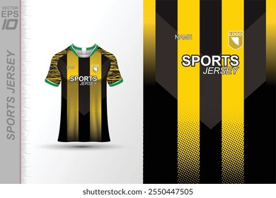 Diseño moderno de jersey deportivo con colores dinámicos y patrones geométricos, perfecto para fútbol, ciclismo o ropa deportiva. Un look elegante y enérgico ideal para Equipos o ropa deportiva personal