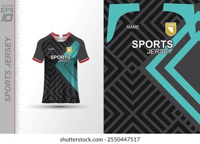 Modern sports jersey design with dynamic colors and geometric patterns, perfect for soccer, cycling, or activewear. A sleek and energetic look ideal for teams or personal sports apparel