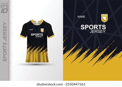 Modern sports jersey design with dynamic colors and geometric patterns, perfect for soccer, cycling, or activewear. A sleek and energetic look ideal for teams or personal sports apparel