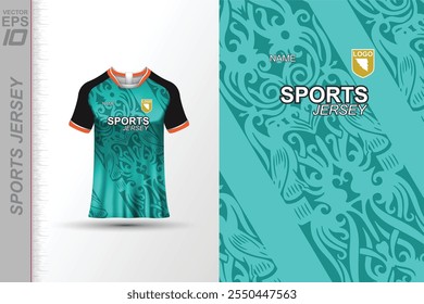 Diseño moderno de jersey deportivo con colores dinámicos y patrones geométricos, perfecto para fútbol, ciclismo o ropa deportiva. Un look elegante y enérgico ideal para Equipos o ropa deportiva personal