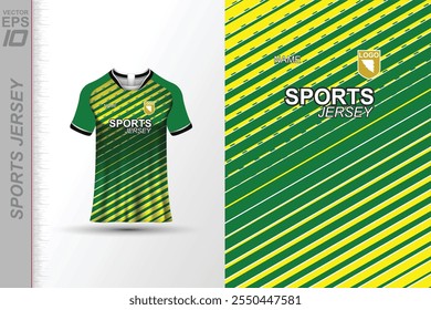 Modern sports jersey design with dynamic colors and geometric patterns, perfect for soccer, cycling, or activewear. A sleek and energetic look ideal for teams or personal sports apparel