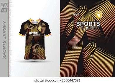 Design moderno da camisa de esportes com cores dinâmicas e padrões geométricos, perfeito para futebol, ciclismo ou roupas ativas. Um olhar elegante e energético ideal para equipes ou vestuário esportivo pessoal