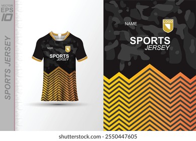 Modern sports jersey design with dynamic colors and geometric patterns, perfect for soccer, cycling, or activewear. A sleek and energetic look ideal for teams or personal sports apparel