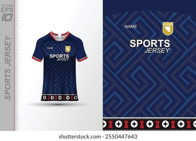 Modern sports jersey design with dynamic colors and geometric patterns, perfect for soccer, cycling, or activewear. A sleek and energetic look ideal for teams or personal sports apparel