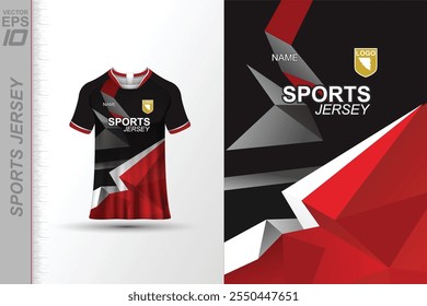 Modern sports jersey design with dynamic colors and geometric patterns, perfect for soccer, cycling, or activewear. A sleek and energetic look ideal for teams or personal sports apparel